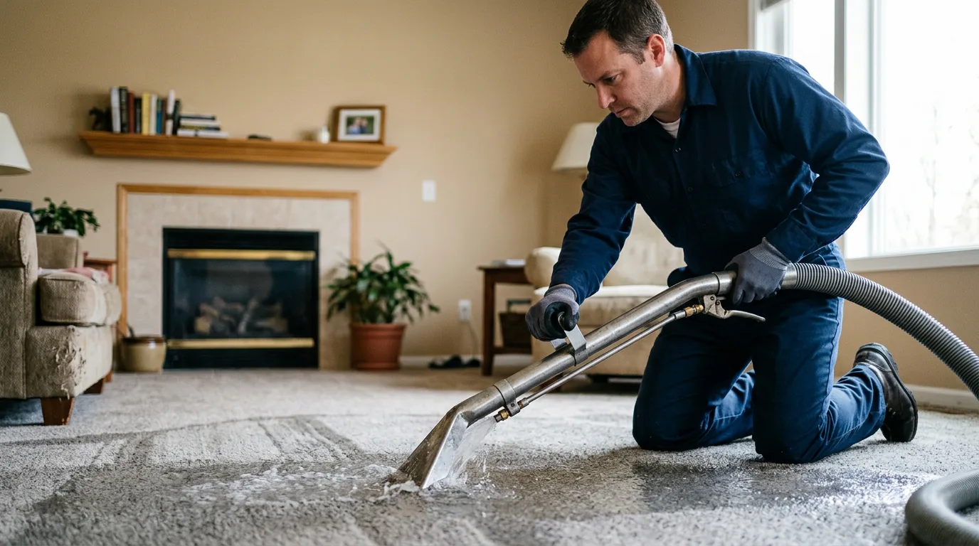 Water damage restoration technician working near Bigelow, AR